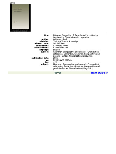 Category Neutrality: A Type-Logical Investigation (Outstanding Dissertations in Linguistics)