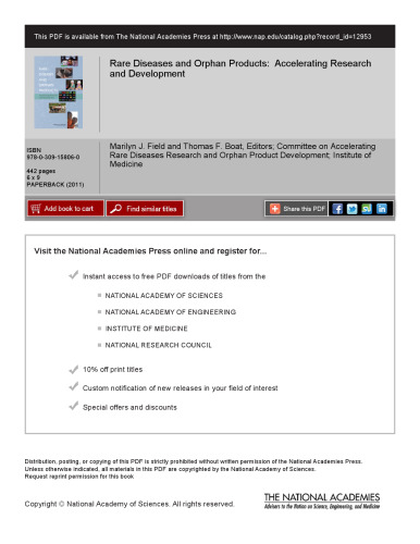 Rare Diseases and Orphan Products: Accelerating Research and Development