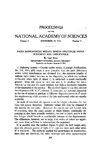 Path Differences Within Which Spectrum Interferences are Observable (1916)(en)(5s)