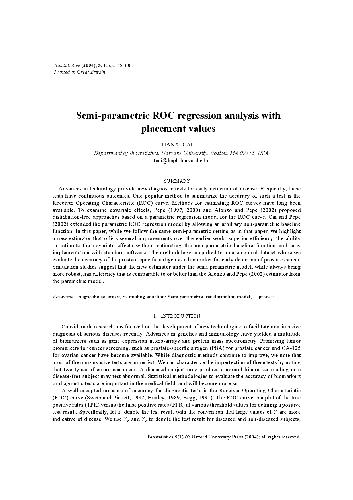 Semi-parametric ROC regression analysis with placement values (2004)(en)(16s)