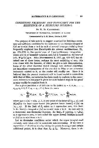 Conditions Necessary and Sufficient for the Existence of a Stieltjes Integral (1919)(en)(5s)