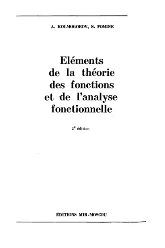 Elements de la theorie des fonctions et de l'analyse fonctionnelle