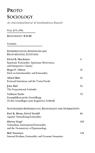 PROTO SOCIOLOGY VOL. 8 9, 1996 RATIONALITY II & III