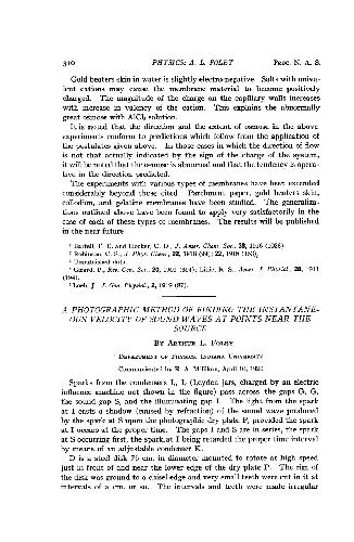 A Photographic Method of Finding the Instantaneous Velocity of Sound Waves at Points Near the Source