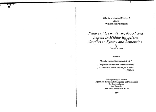 Future at Issue. Tense, Mood and Aspect in Middle Egyptian