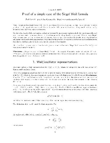 Proof of a simple case of the Siegel-Weil formula (2005)(en)(10s)