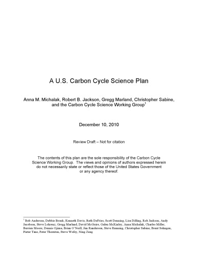 A U.S. Carbon Cycle Science Plan