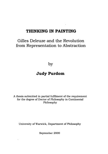 Thinking in Painting: Gilles Deleuze and the Revolution from Representation to Abstraction