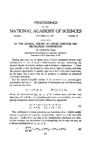 On the General Theory of Curved Surfaces and Rectilinear Congruences (1917)(en)(6s)