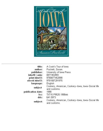 A Cook's Tour of Iowa (Bur Oak Book)