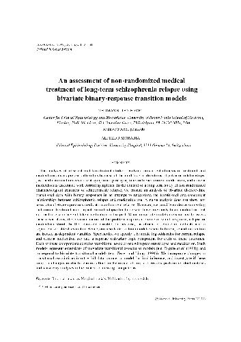 [Article] An assessment of non-randomized medical treatment of long-term schizophrenia relapse using bivariate
