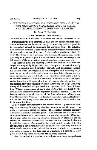 [Article] A Statistical Method for Studying the Radiations from Radioactive Substances and the X-Rays and Its Application to some γ-Ray Problems