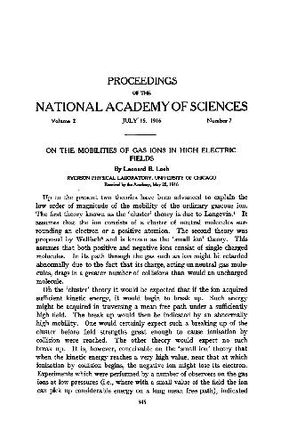 On The Mobilities of Gas Ions in High Electric Fields (1916)(en)(6s)