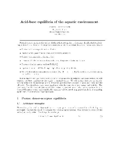 Acid-base equilibria of the aquatic environment(en)(32s)