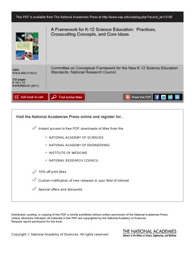 A Framework for K-12 Science Education: Practices, Crosscutting Concepts, and Core Ideas