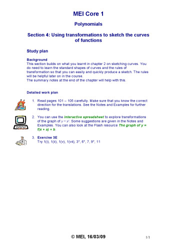 MEI C1 Study Resources Core1 Polynomials 4 Transformations and Sketching Curves  