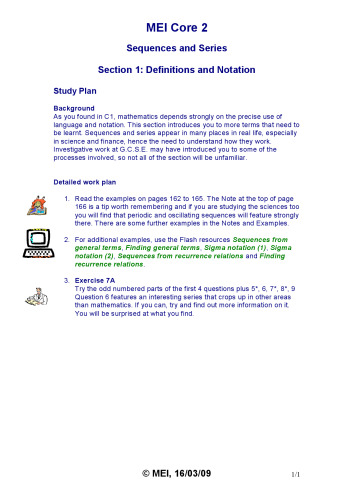 MEI C2 Study Resources Core2 Sequences And Series 1-2  