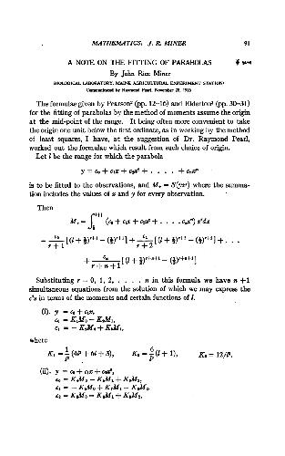 A Note on the Fitting of Parabolas(en)(5s)
