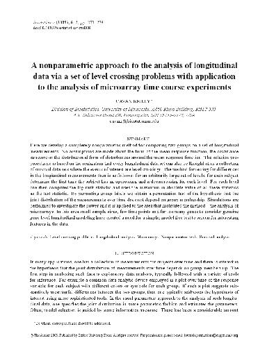 A nonparametric approach to the analysis of longitudinal data via a set of level crossing problems w