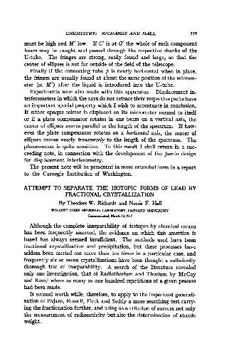 Richard Attempt to Separate the Isotopic Forms of Lead by Fractional Crystallization(en)(7s)
