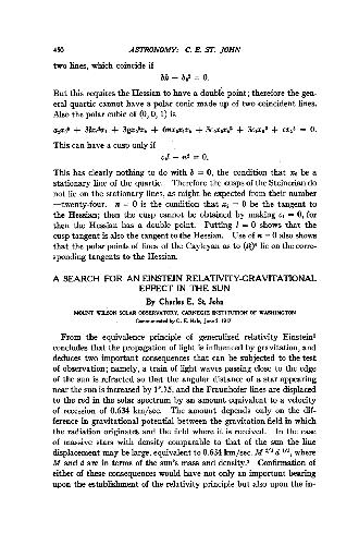 A Search for an Einstein Relativity-Gravitational Effect in the Sun (1917)(en)(3s)