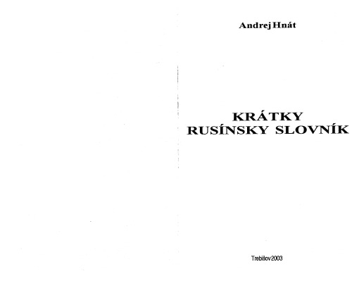 Kratky rusinsky slovnik