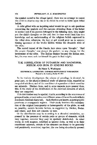 The Correlation of Potassium and Magnesium, Sodium and Iron, in Igneous Rocks (1915)(en)(5s)