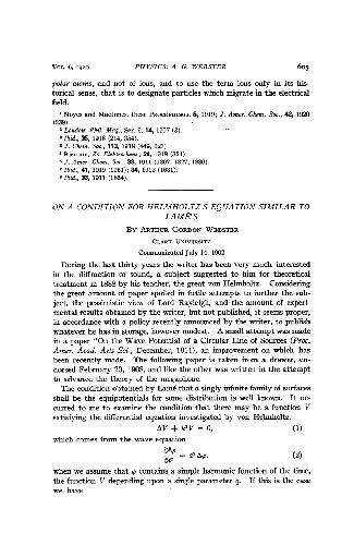 On a Condition for Helmholtzs Equation Similar to Lames (1902)(en)(3s)
