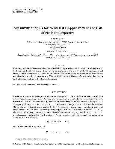 [Article] Sensitivity analysis for trend tests application to the risk of radiation exposure