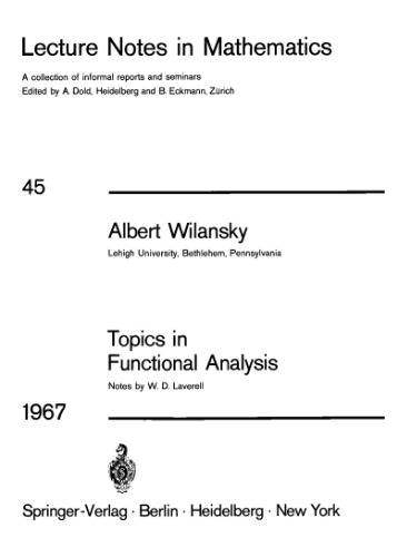 Topics in Functional Analysis