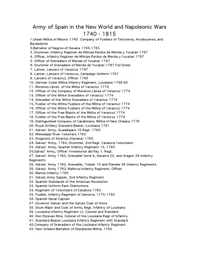 The Army of Spain in the New World, American Revolution and Napoleonic Wars 1740 - 1815