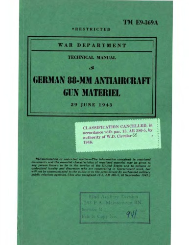 German Flak 88 US Army manual