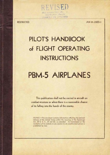 Pilots handbook of flight operating instructions PBM-5 airplanes