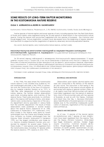 Status of Raptor Populations in Eastern Fennoscandia