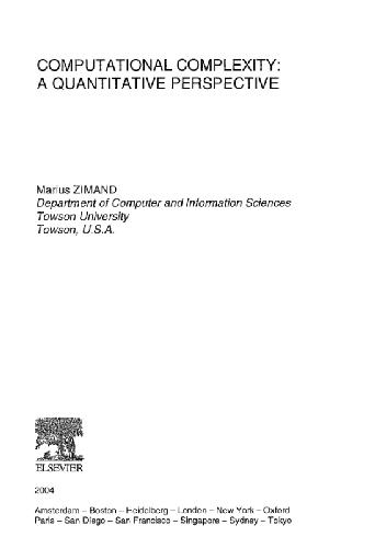 Computational Complexity: A Quantitative Perspective