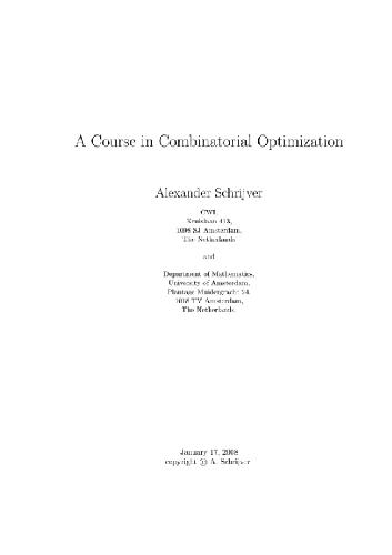 A course in combinatorial optimization