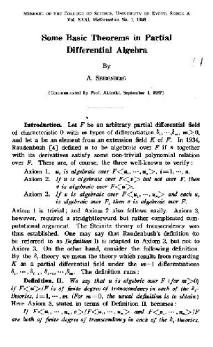 Basic theorems of partial diff. algebra