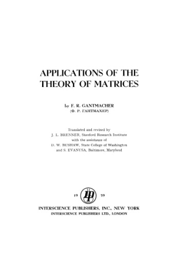 Applications of the theory of matrices