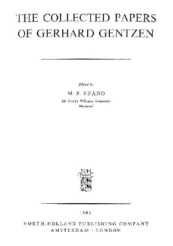 The collected papers of Gerhard Gentzen