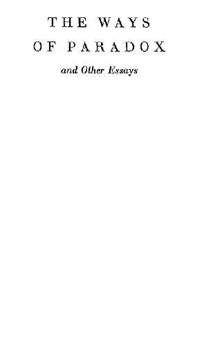 The ways of paradox and other essays