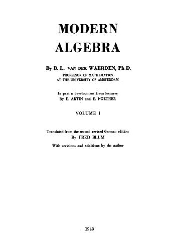 Modern Algebra I