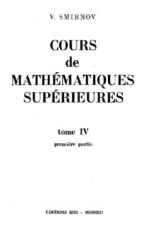Cours de mathematiques superieures