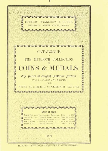 Catalogue of the valuable collection of coins and medals