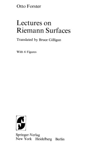 Lectures on Riemann surfaces