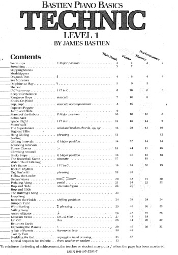 Piano Basics Level 1-Technic