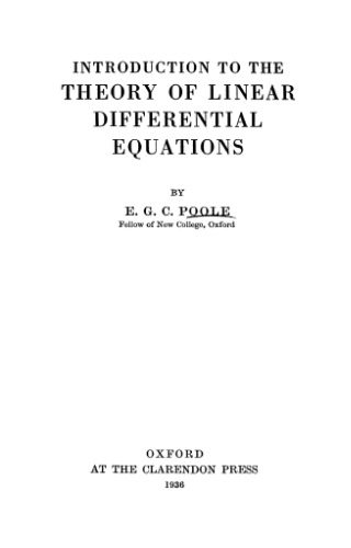 Introduction to theory of linear differential equations (1936)