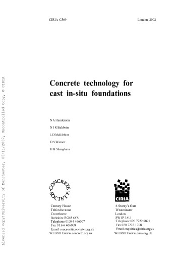 Concrete Technology for Cast In-situ Foundations (CIRIA Report)