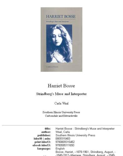 Harriet Bosse: Strindberg's muse and interpreter