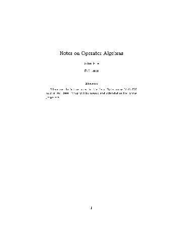 Notes on operator algebras