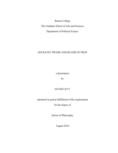 Socrates' praise and blame of eros